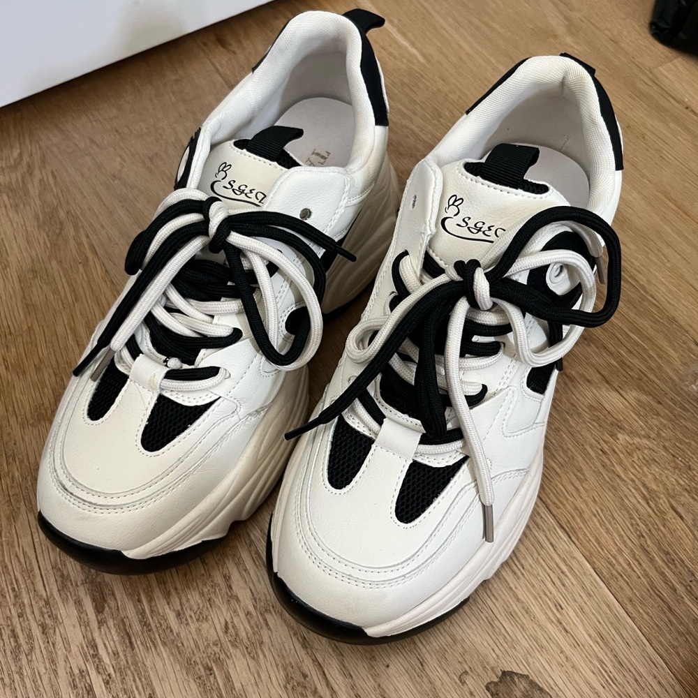 Black and White Platform Sneakers